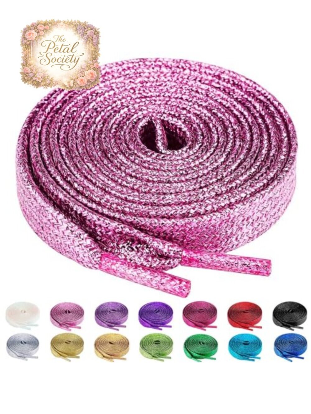 Glitter Metallic Flat Shoelaces Sparkly Sequin Shoe Strings